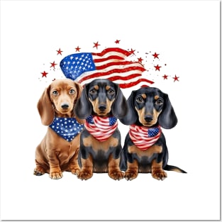 4th of July Dachshund Dogs #4 Posters and Art